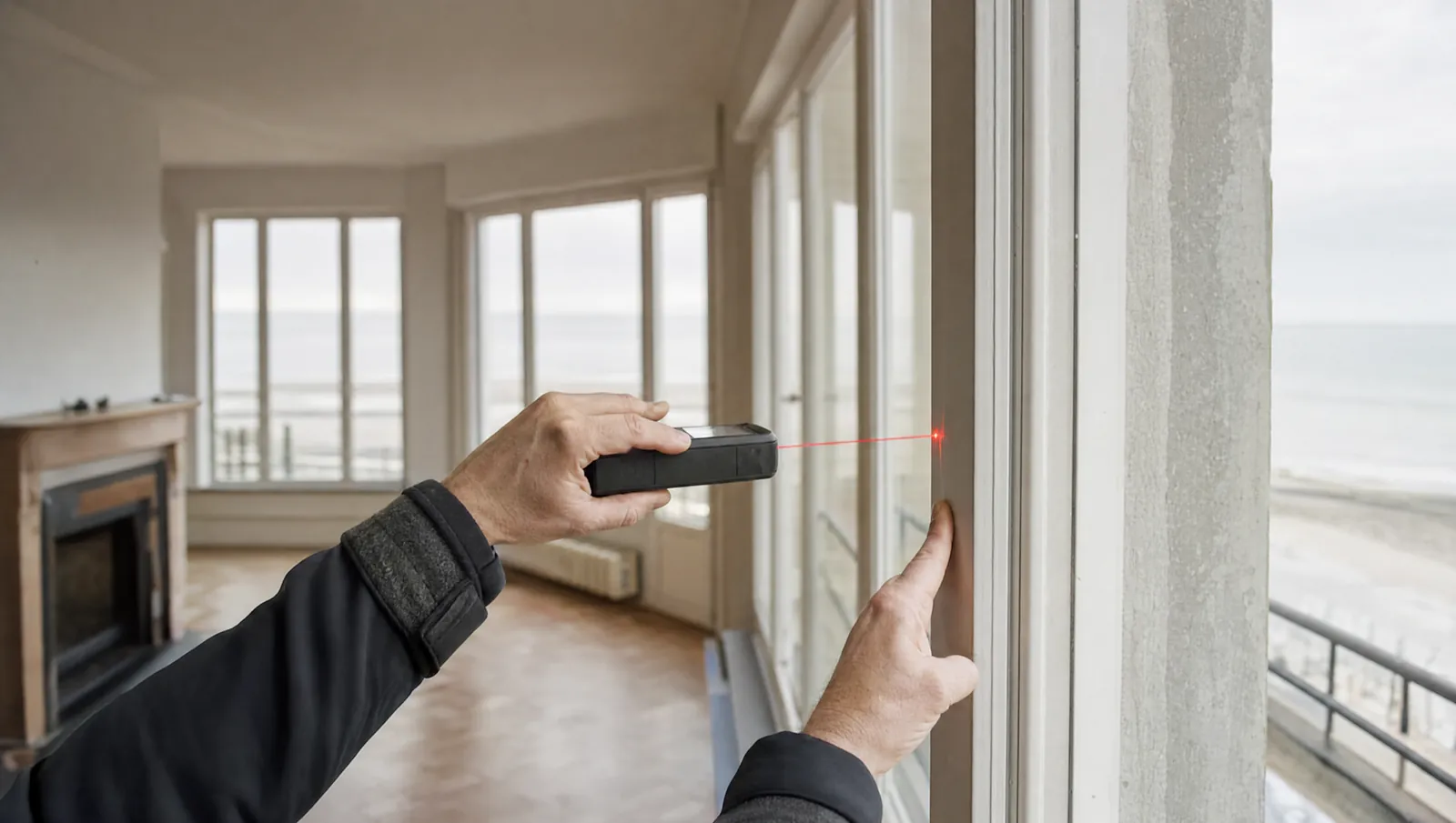 Appartementsgebouw aan de Belgische kust met oude en nieuwe ramen in de gevel